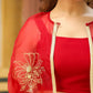 Janasya Maroon Georgette Solid Top Bottom Cape | Swadesiicart