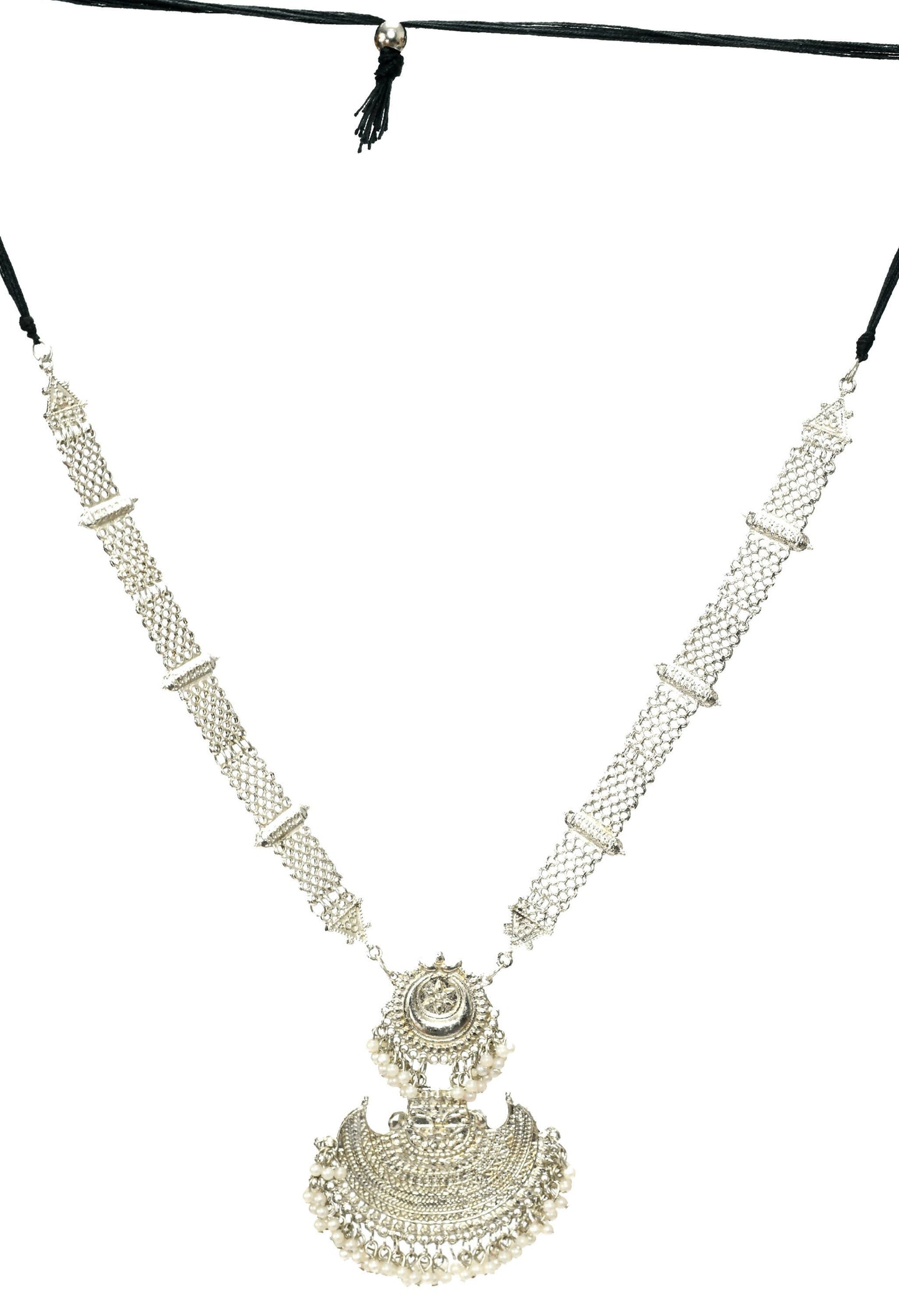Mominos Fashion Johar Kamal Silver-Plated Brass Finish Rani Haar Statement Necklace For Women | Swadesiicart