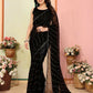 Aafreen Partywear Designer Black Georgette Fancy Saree