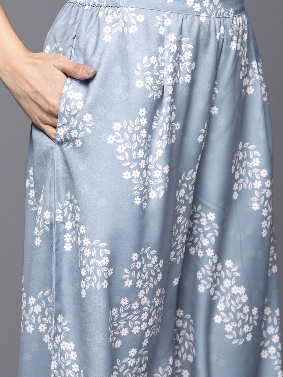 Ahalyaa Women's Traditional Wea Co-ods - Grey - Swadesiicart