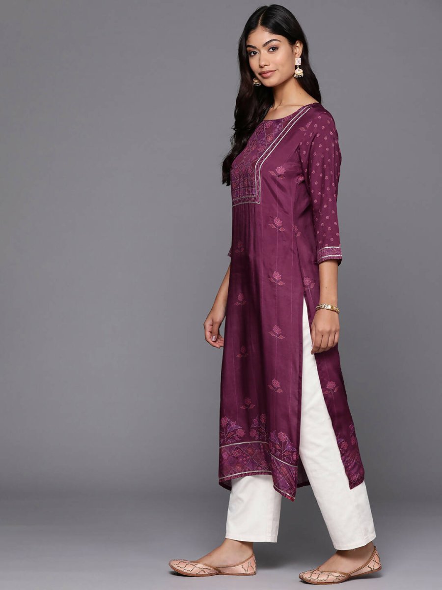 Ahalyaa Women's Traditional wear Kurta - Purple | Swadesiicart