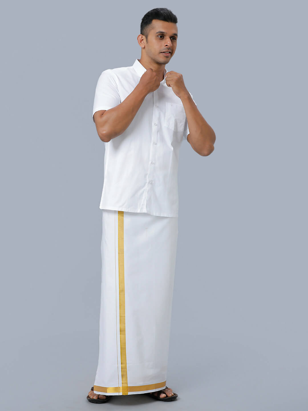 Ramraj Cotton Mens Half Sleeve Formal Poly Cotton White Shirt | Swadesiicart