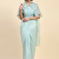 Blue Satin Solid Ready to wear Saree with stitched Blouse - Vanita | Swadesiicart