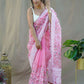 Vamsee Sombi Box Pink Organza Saree - Swadesiicart