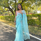 Vamsee Sky Blue Organza Saree - Swadesiicart
