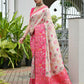 Vishnu Weaves Women's Pink Banarasi Silk Patola Zari Woven Saree with Blouse - Swadesiicart