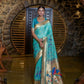 Vishnu Weaves Women's Sea Green Paithani Silk Zari Woven Saree with Unstitched Blouse - Swadesiicart
