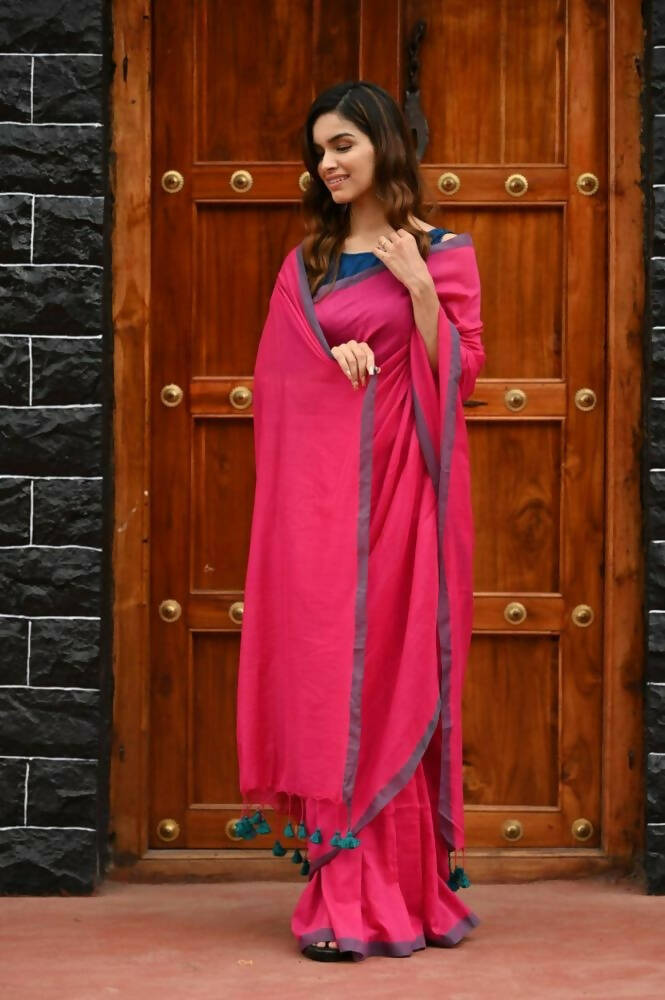 Very Much Indian Saadgi Pure Cotton Handloom Sarees With Intricate Borders | Swadesiicart
