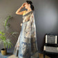 Joban Fashion Grey Floral Motifs Banarasi Silk Sarees | Swadesiicart