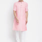 Even Apparels Pink Pure Cotton Men's H/S Kurta With Band Collar | Swadesiicart