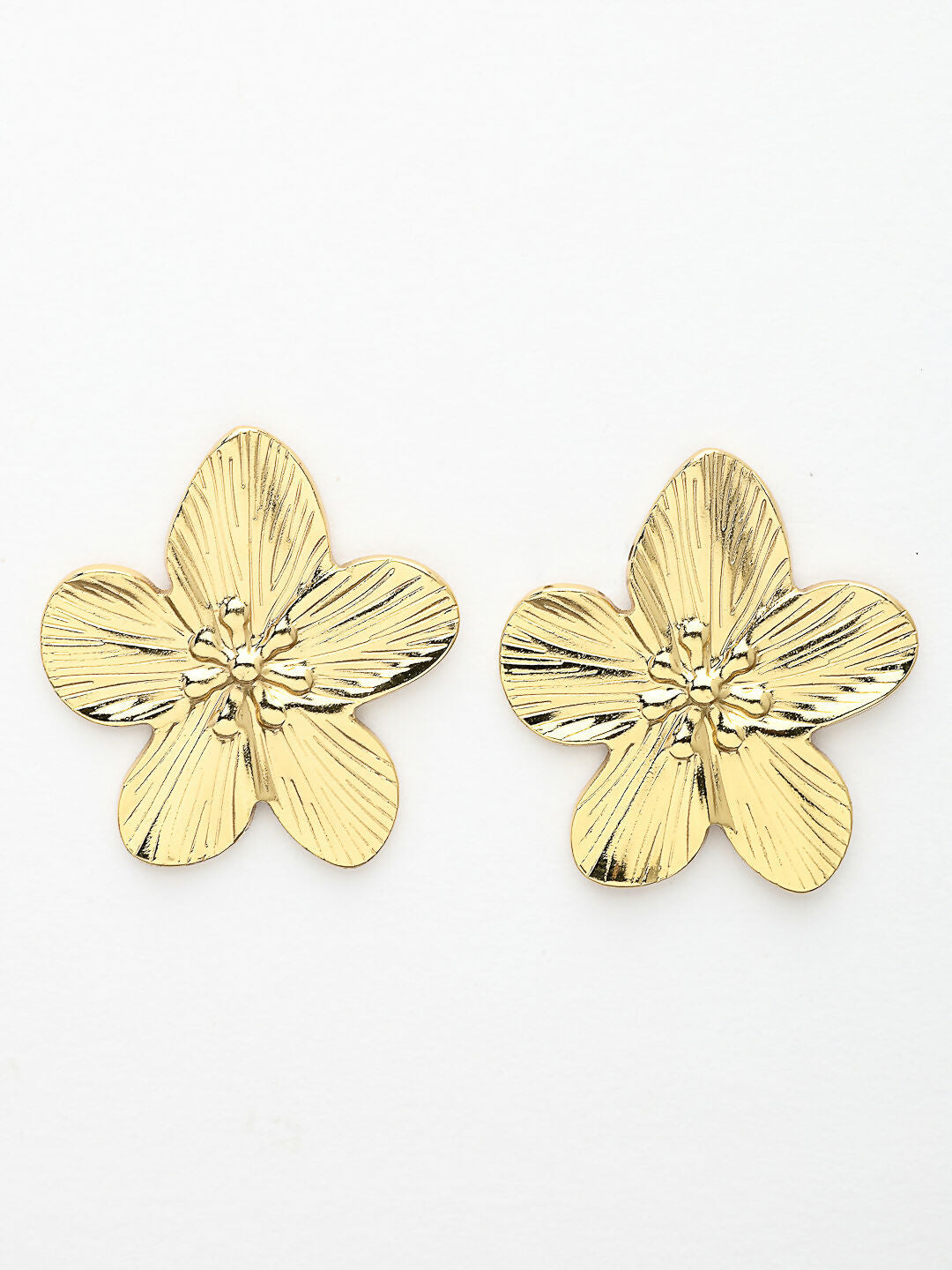 NVR Women's Gold-Polished Floral Shape Stud Earrings | Swadesiicart
