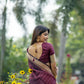 Vishnu Weaves Women's Maroon Raw Silk Saree with Blouse - Swadesiicart