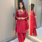 Anaita Red Crape Readymade Kurti Set with Beads Sequence Work