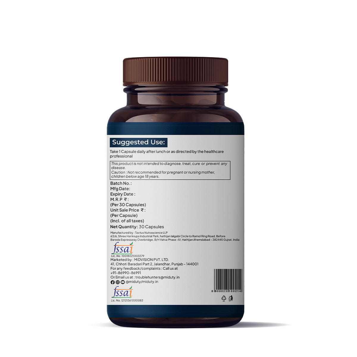 Miduty by Palak Notes Memory & Focus Capsules - Swadesiicart