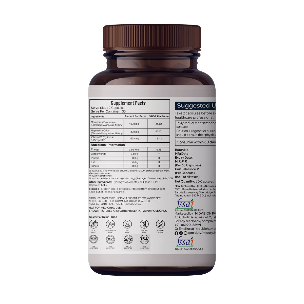 Miduty by Palak Notes Magnesium Relax Capsules - Swadesiicart
