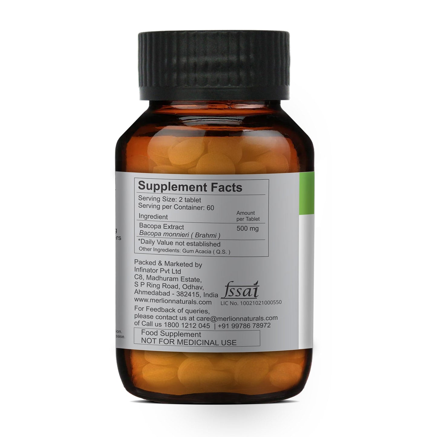 Merlion Naturals Bacopa 500mg Tablets - Swadesiicart