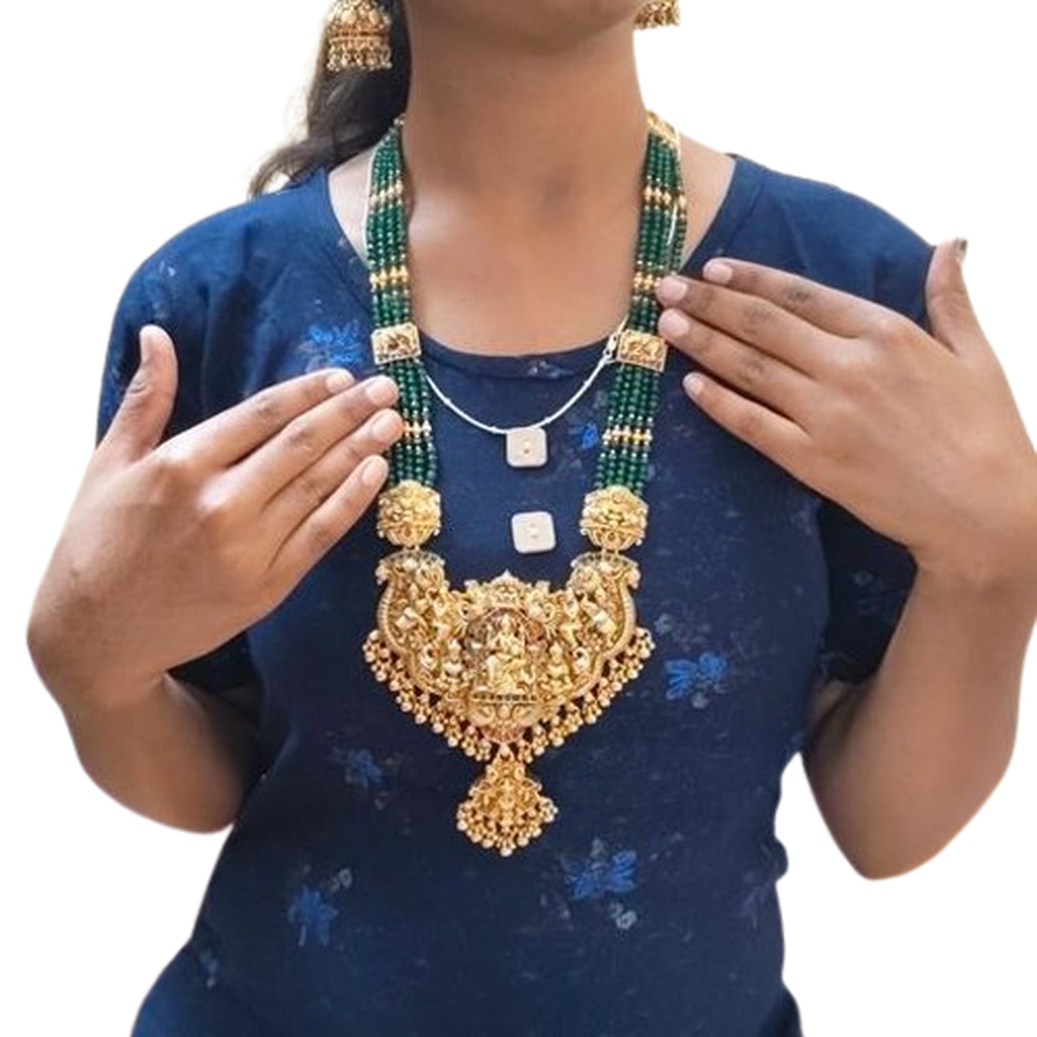 Jewel City Handcrafted Gold-Plated Traditional Indian Temple Necklace Set , Pendant & Jhumka Earrings – Ethnic Jewelry Set | Swadesiicart