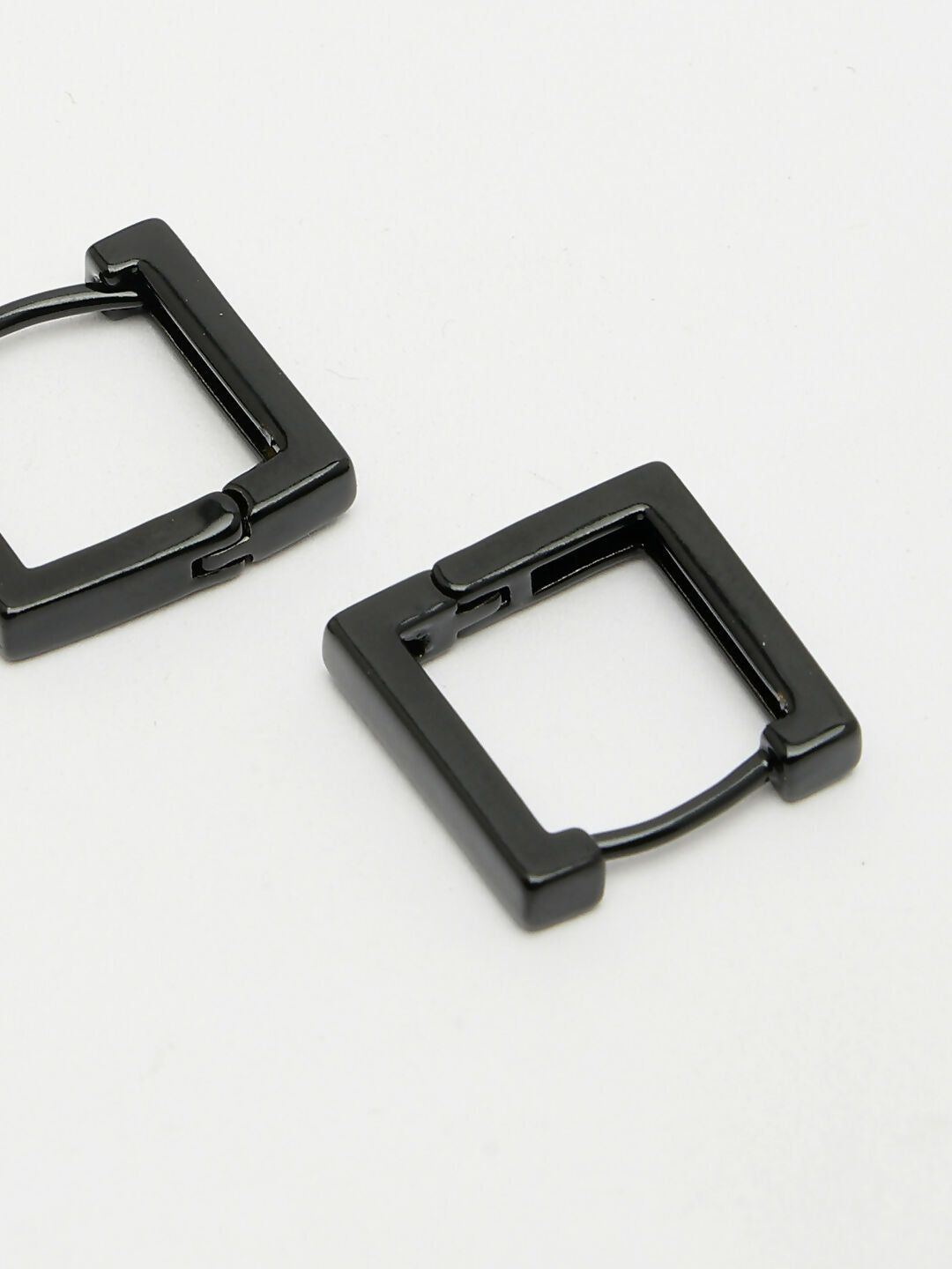 NVR Men's Black Rhodium-Plated Geometric Shape Stainless Steel Hoop Earrings - Swadesiicart