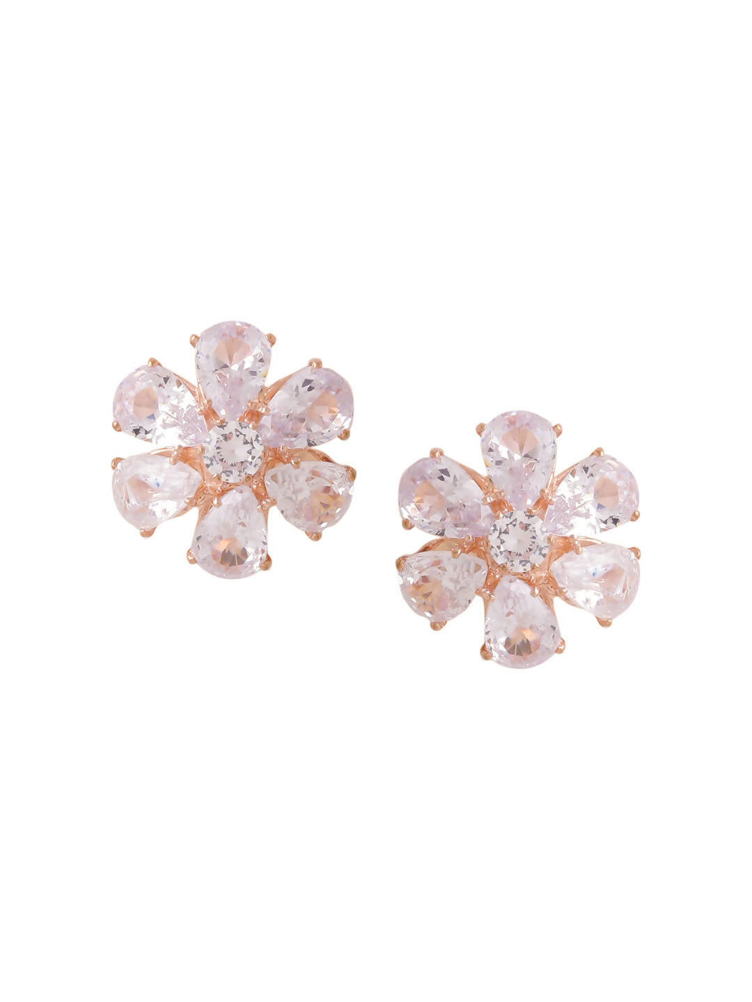 NVR Women Golden Cz Studded Studs Earrings | Swadesiicart