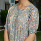 Vaasva Women's Grey Cotton Digital Printed Embroidered Placket Dress | Swadesiicart