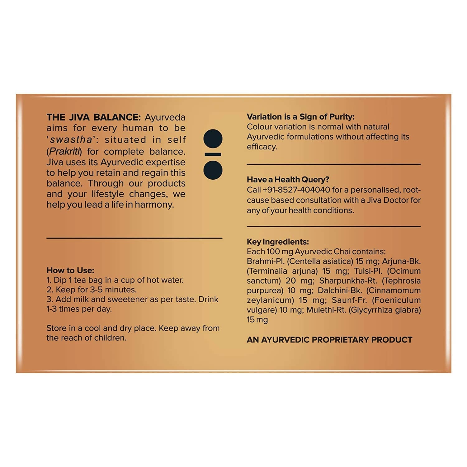 Jiva Ayurveda Ayurvedic Chai - Swadesiicart