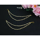 NVR Pearl Studded Classic Gold-Polished 2 Line Ear Chain Ear Cuff | Swadesiicart