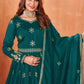 Rama Green Festive Embroidered Art Silk Anarkali Suit - Emponline | Swadesiicart