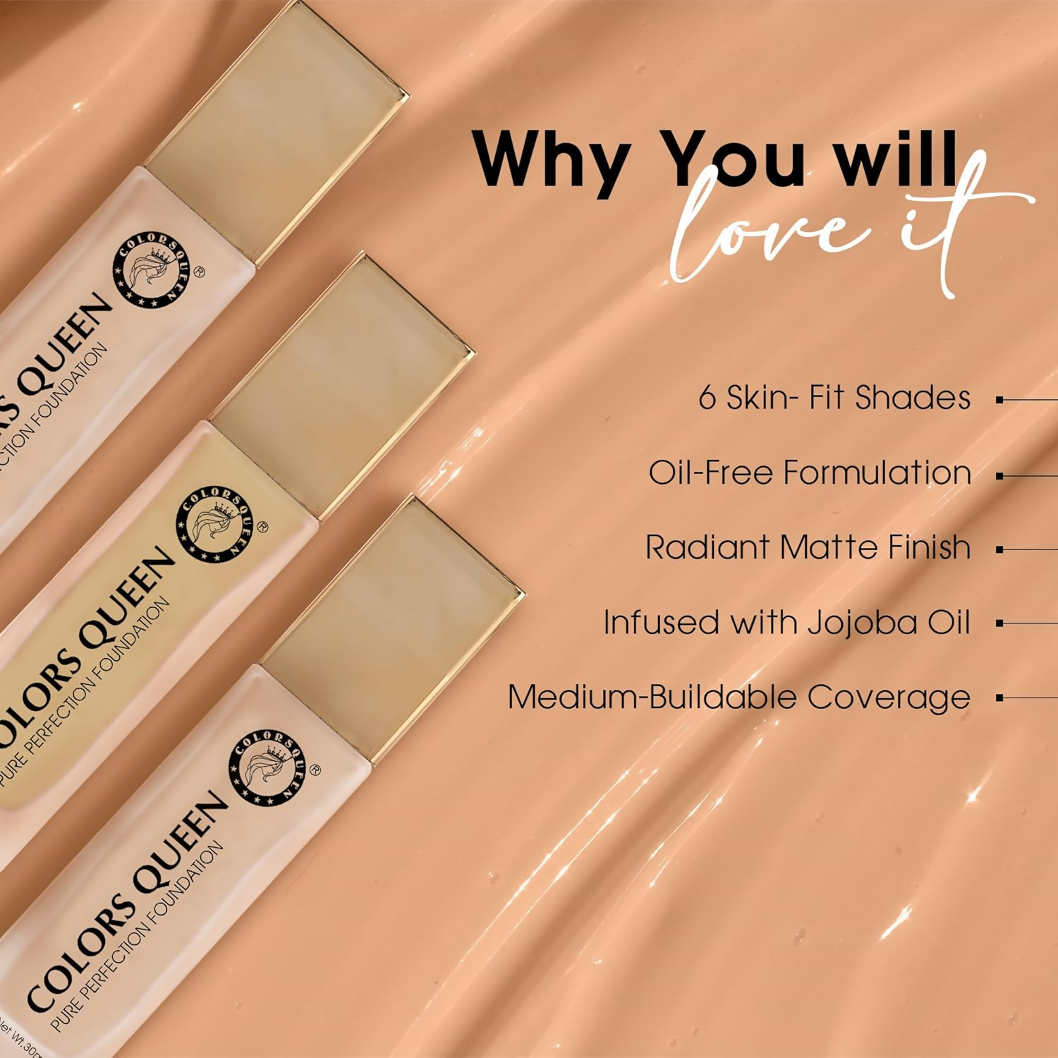 Colors Queen Pure Perfection Foundation – 05 Classic Ivory | Swadesiicart