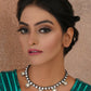 Dual Tone Kundan Neckpiece (silver) - Ruby Raang | Swadesiicart