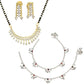 AanyaCentric Gold-Polished Mangalsutra Pendant Earring Set & Silver Plated Anklet