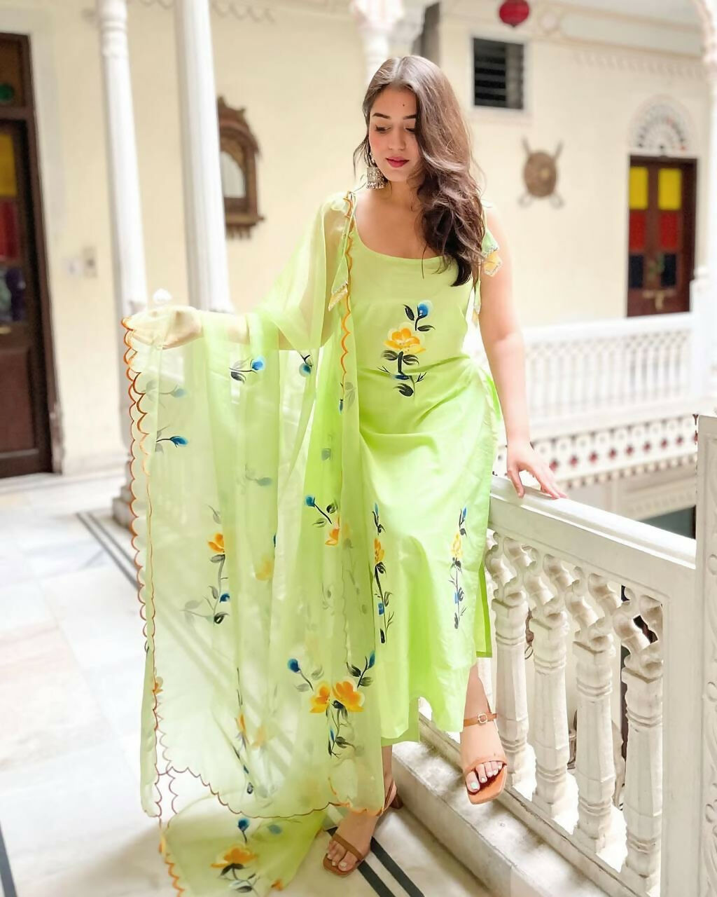 The52 Lemons Women's Gorgeous Printed Viscose Fabric Straight Kurta Pant with Dupatta Set - Swadesiicart