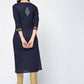 Aniyah Cotton Block Printed Stylish Blue Straight Kurta (AN-121K) - Swadesiicart