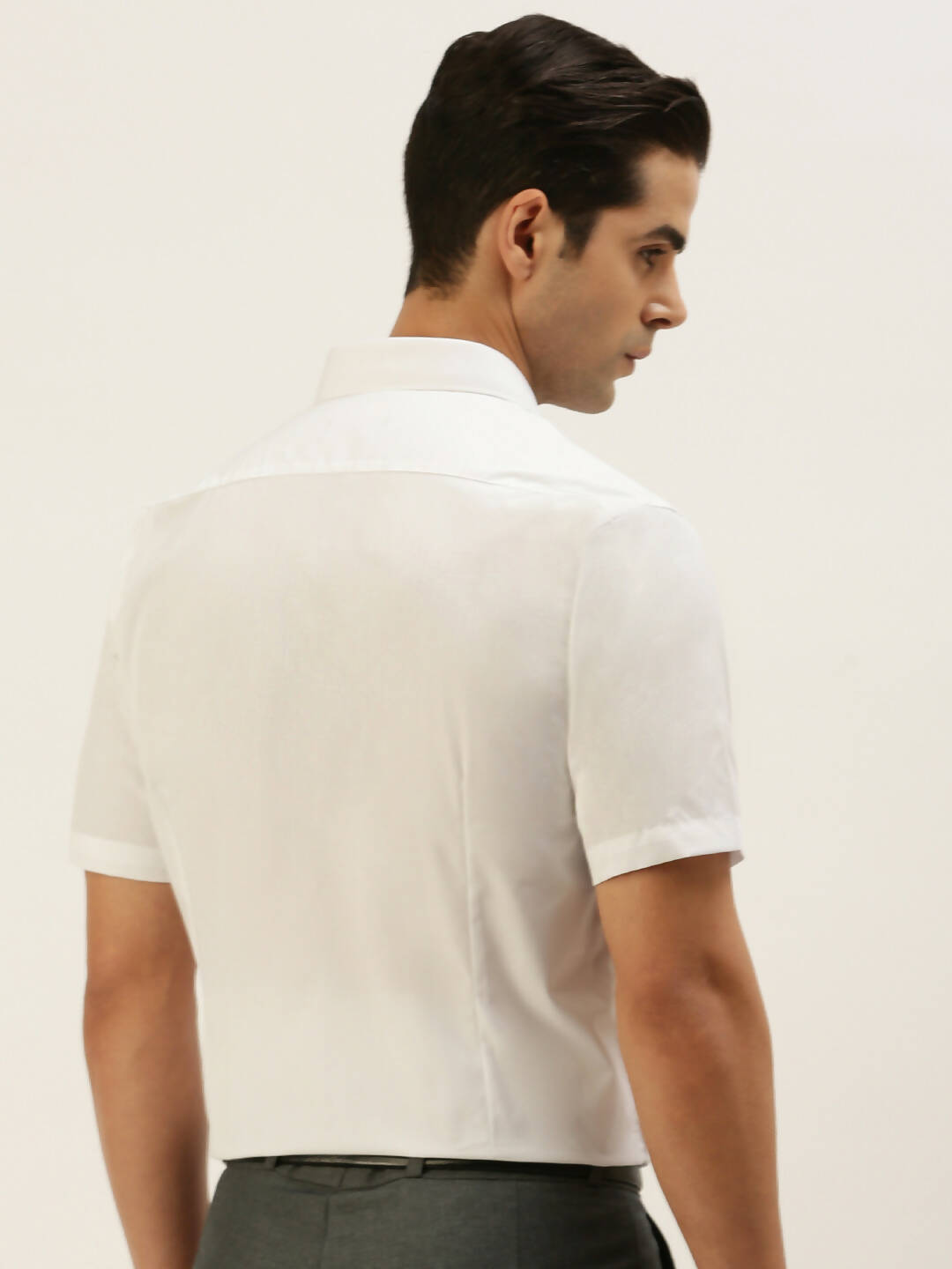 Ramraj Cotton Mens Half Sleeve Formal Poly Cotton White Shirt | Swadesiicart