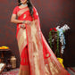 Lorenvalley Fashion Red Soft Silk Woven Design Gold Zari Weaving Saree - Swadesiicart
