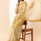 Beige Organza Floral Embroidered Saree with Unstitched Blouse Piece - Roozal