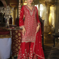 Anaita Red Heavy Chinon Readymade Palazzo Suit with Heavy Embroidery Work