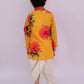 Lil Drama Genda Phool Mustard Kurta and White Dhoti Set for Boys | Swadesiicart