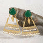 Joban Fashion Women Green Stone Matte Gold Earrings | Swadesiicart