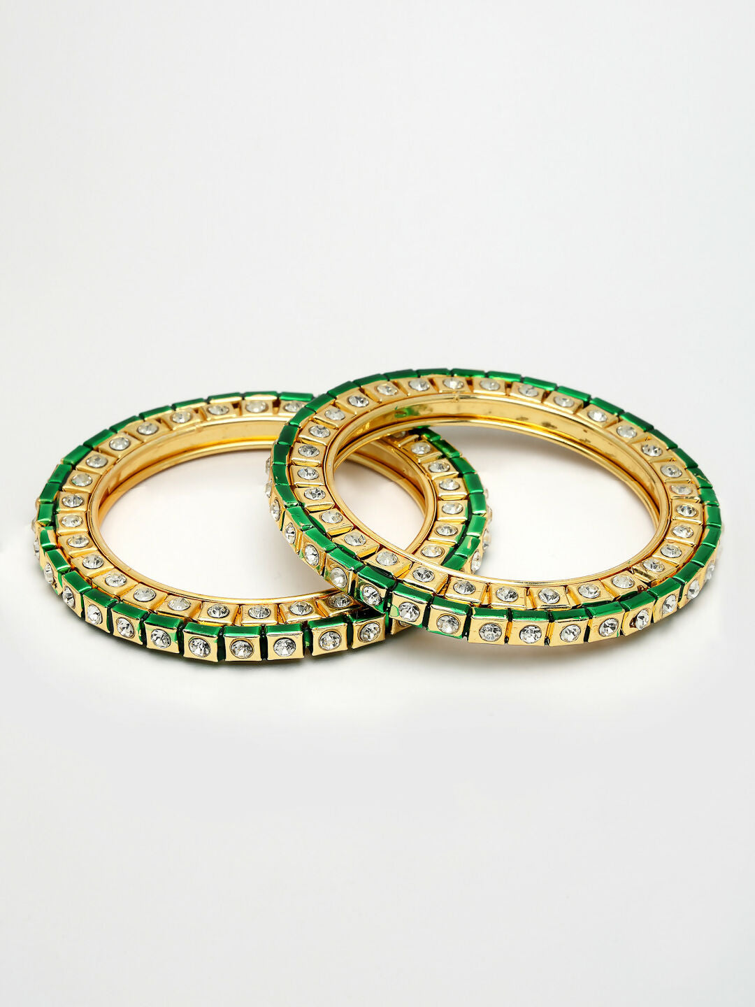 NVR Women's Set Of 2 Gold-Polished Kundan-Studded Bangles - Swadesiicart