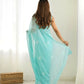 Attractive Looking Georgette Thread, Sequance Embroidery Work Party Wear Saree - Sky Blue