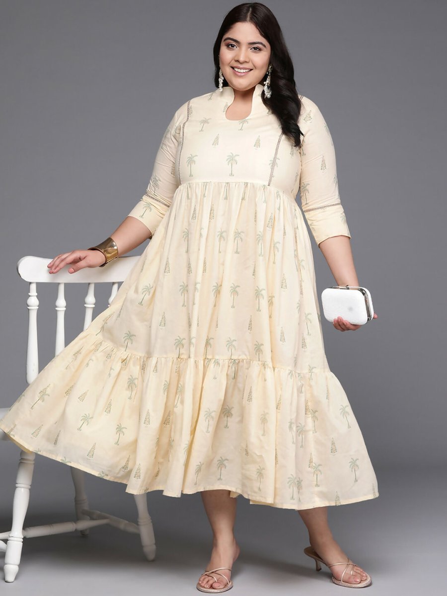 Ahalyaa Women's Traditional wear Ethnic Dress - Off White | Swadesiicart