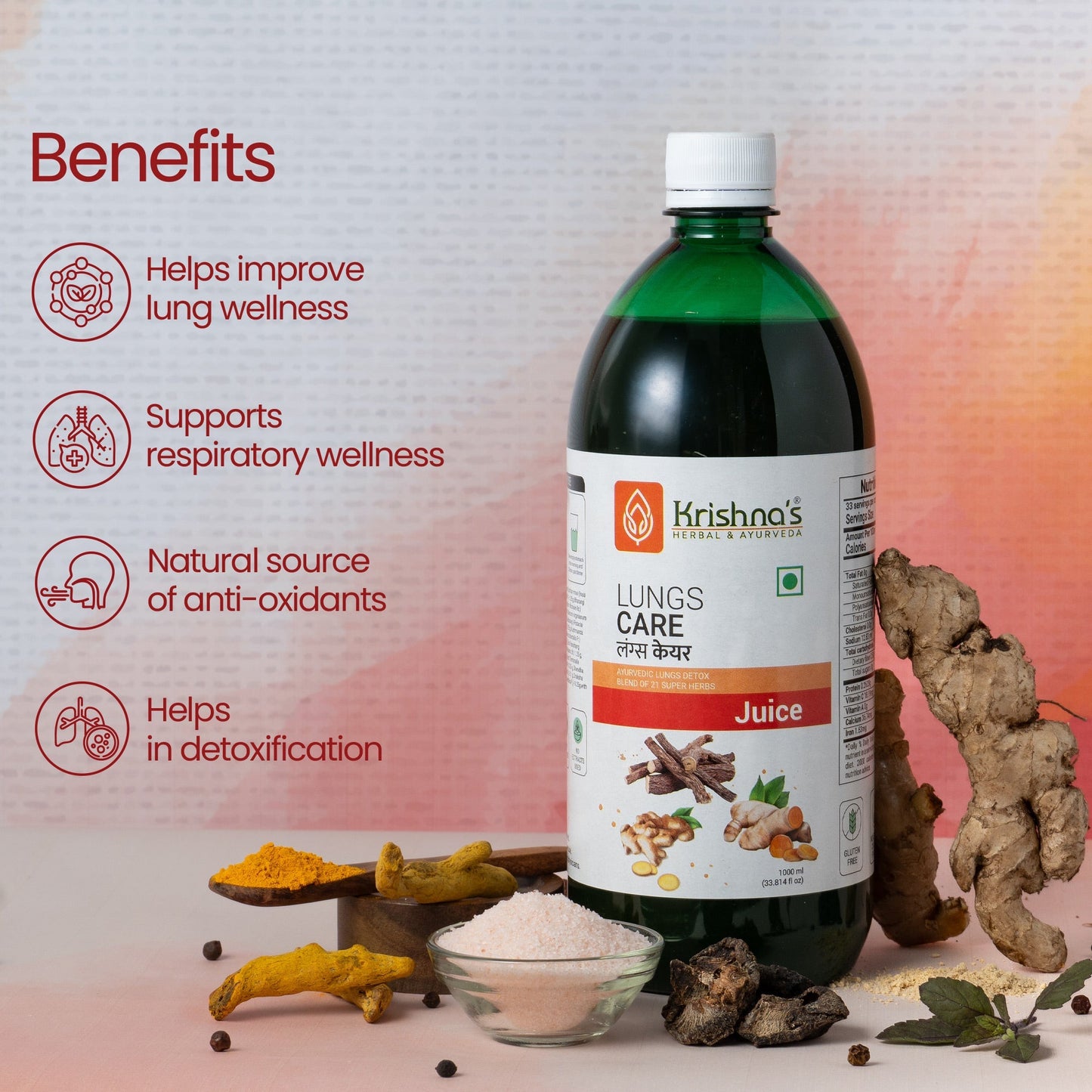 Krishna'S Herbal & Ayurveda Lungs Care Juice | Swadesiicart