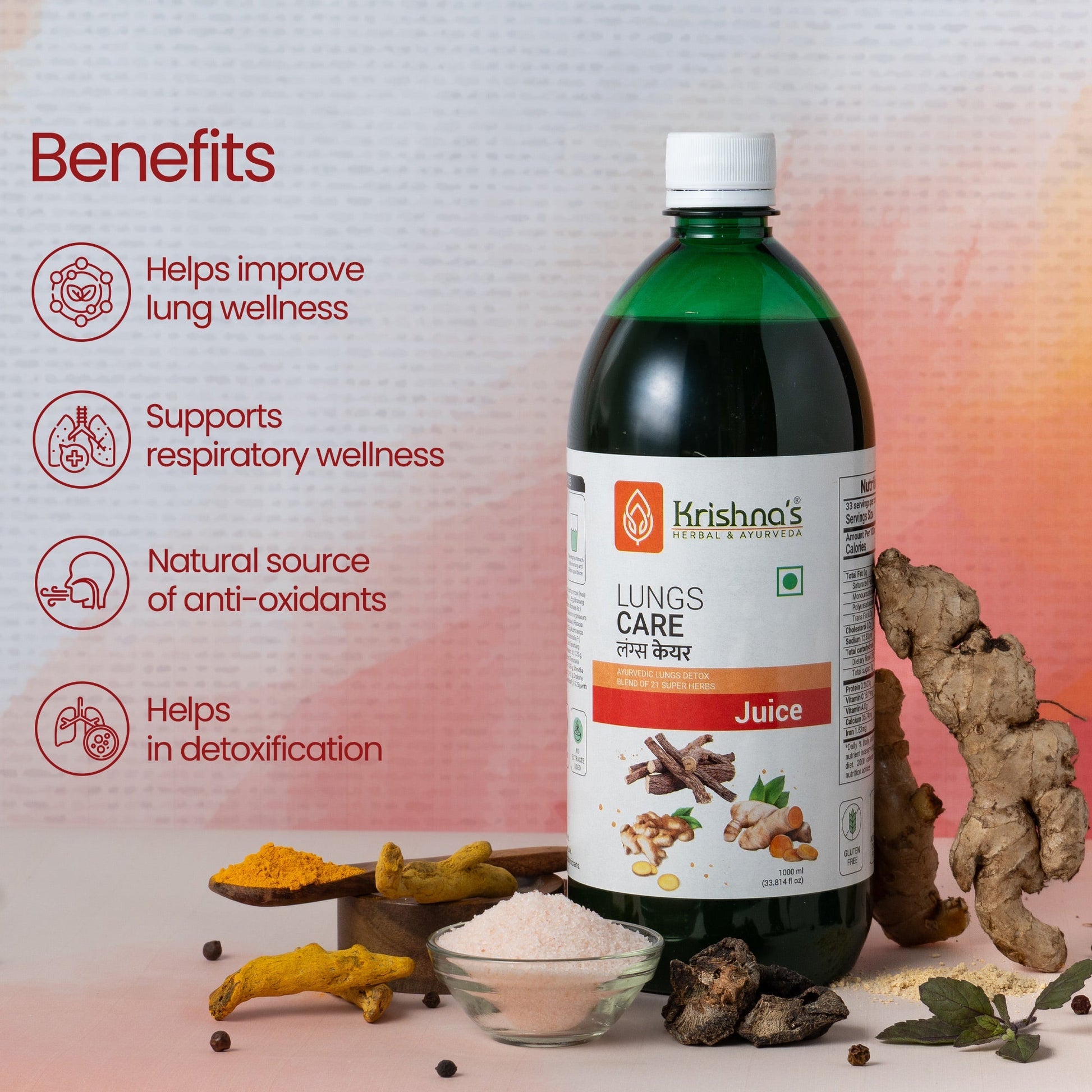 Krishna'S Herbal & Ayurveda Lungs Care Juice | Swadesiicart
