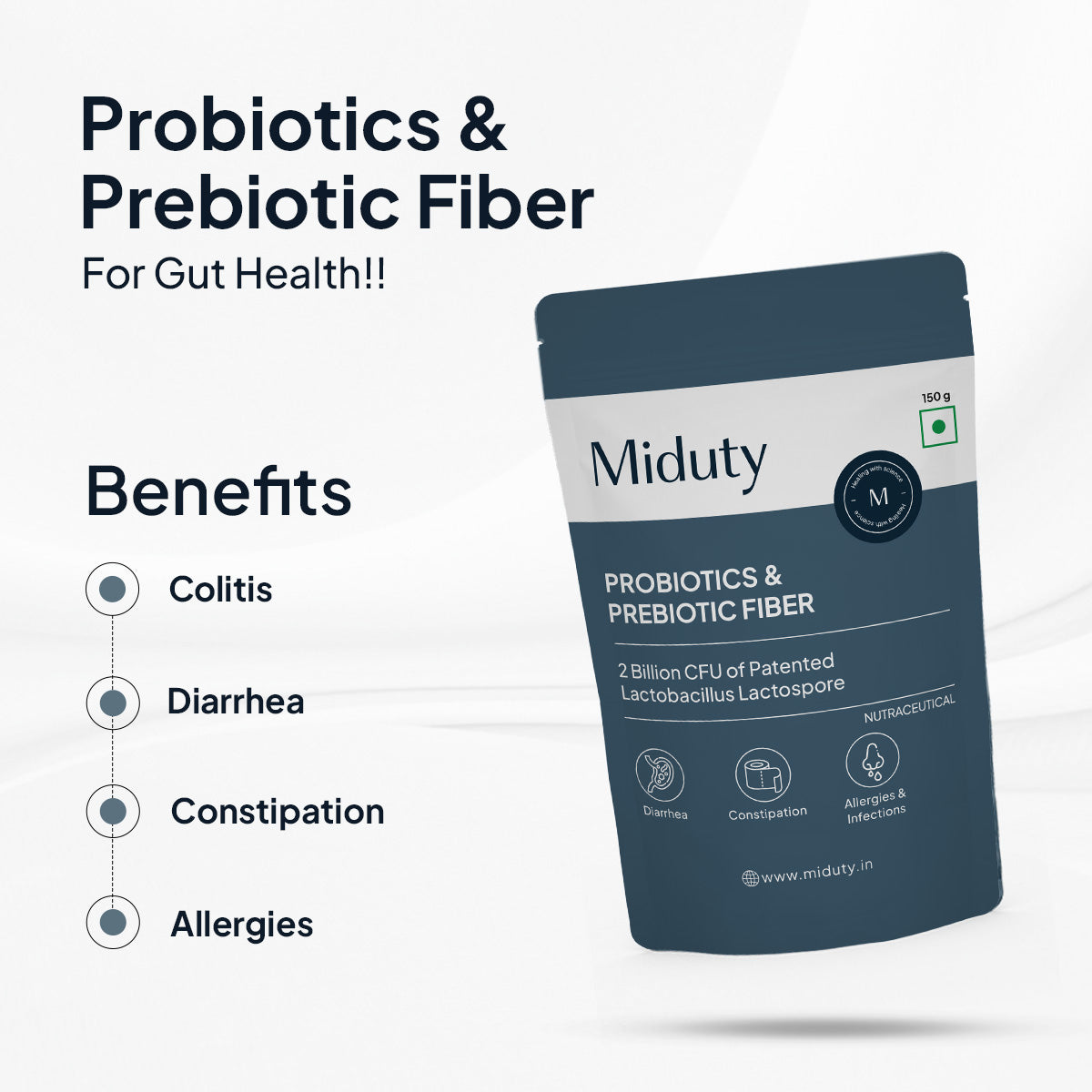 Miduty by Palak Notes Probiotics & Prebiotic Fiber powder - Swadesiicart