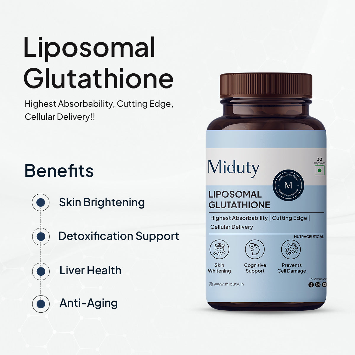 Miduty by Palak Notes Liposomal Glutathione Capsules - Swadesiicart