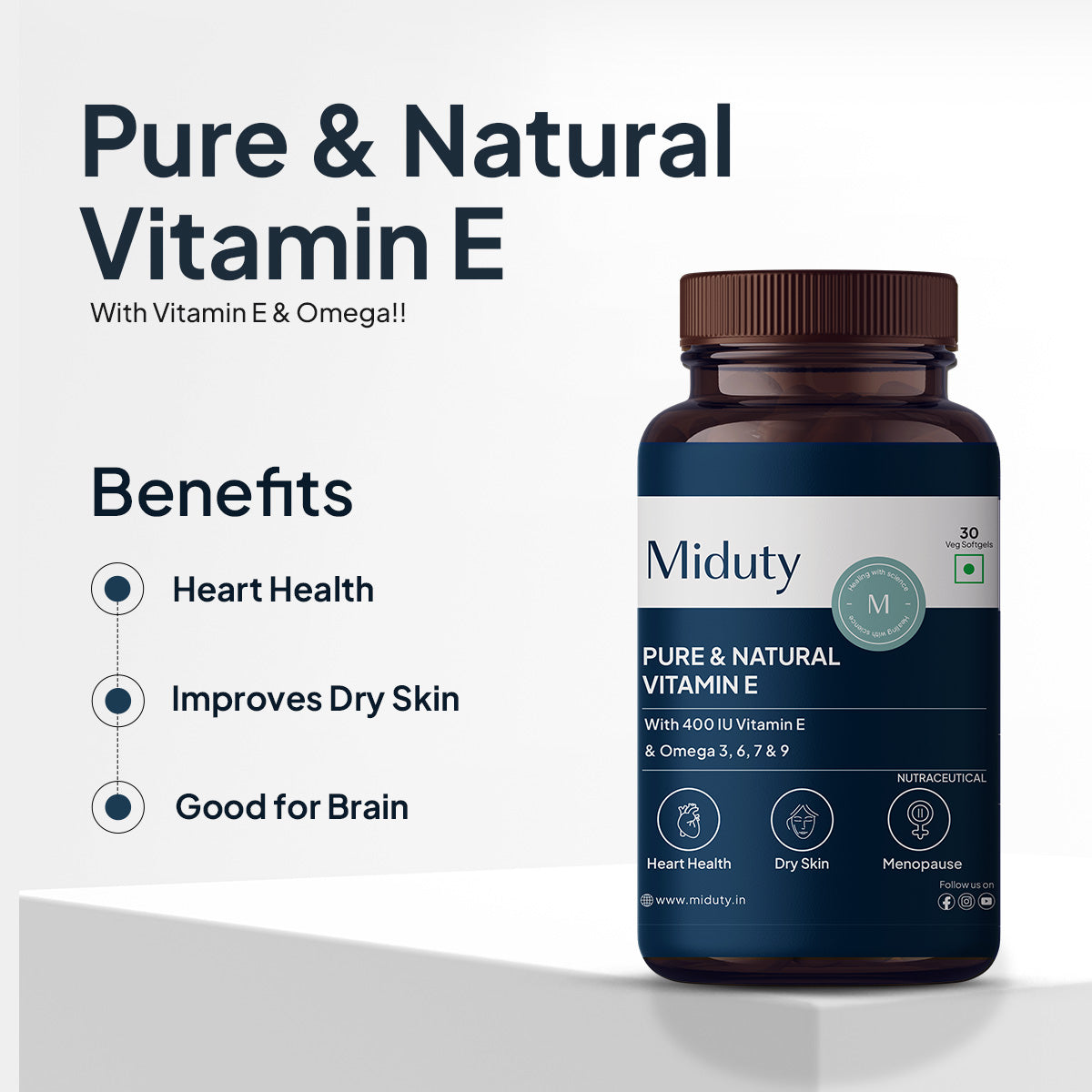 Miduty by Palak Notes Pure & Natural Vitamin E Sea Buckthorn Berry Softgels - Swadesiicart