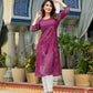 Juniper Women's Wine Beautiful Printed Liva Rayon A-Lined Kurta For Women - Swadesiicart