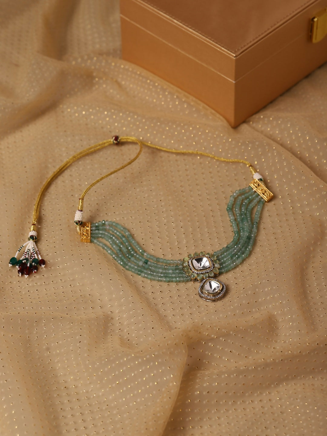 Green Kundan Choker - Ruby Raang | Swadesiicart