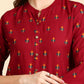 Anubhutee Maroon & Golden Printed Straight Kurti - Swadesiicart