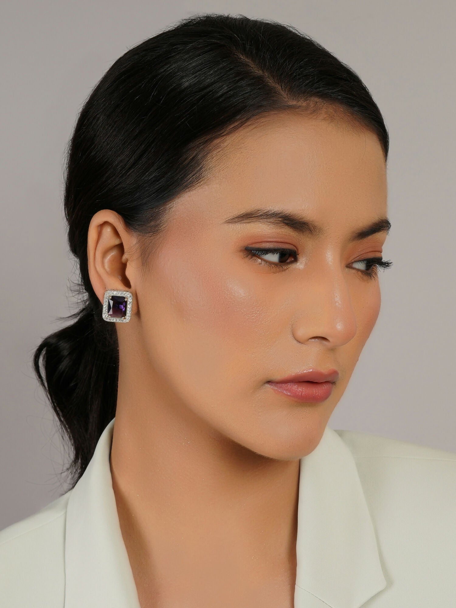 stone stud (purple) - Ruby Raang - Swadesiicart
